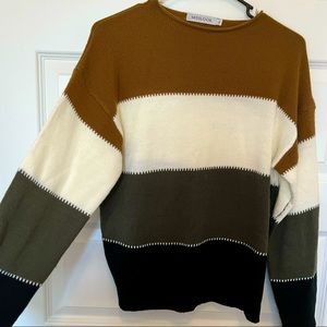 MissLook Fall Color-block Crewneck Sweater Tag Size Large